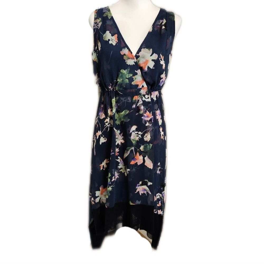 5/$55 Simply Vera Vera Wang hi low hem dress - sleeveless - navy black pink- sm